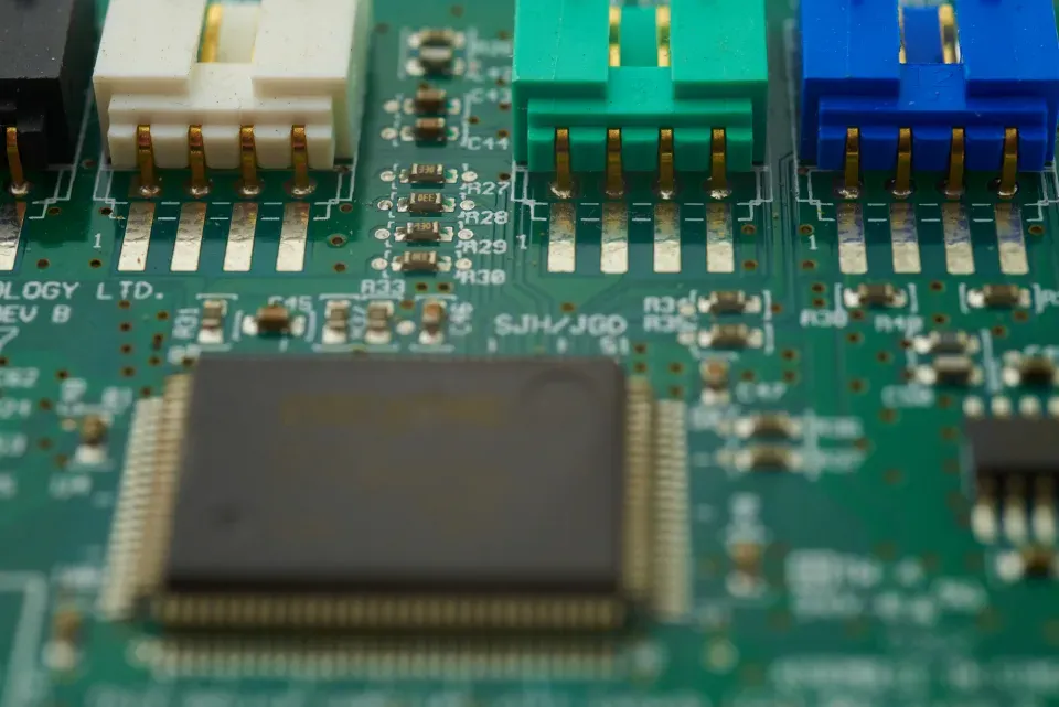 Close-up of a processor on a circuit board
