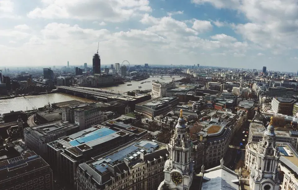 Aerial view of London and the River Thames
